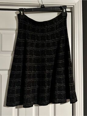 Max Studio Black Windowpane A-Line Skirt